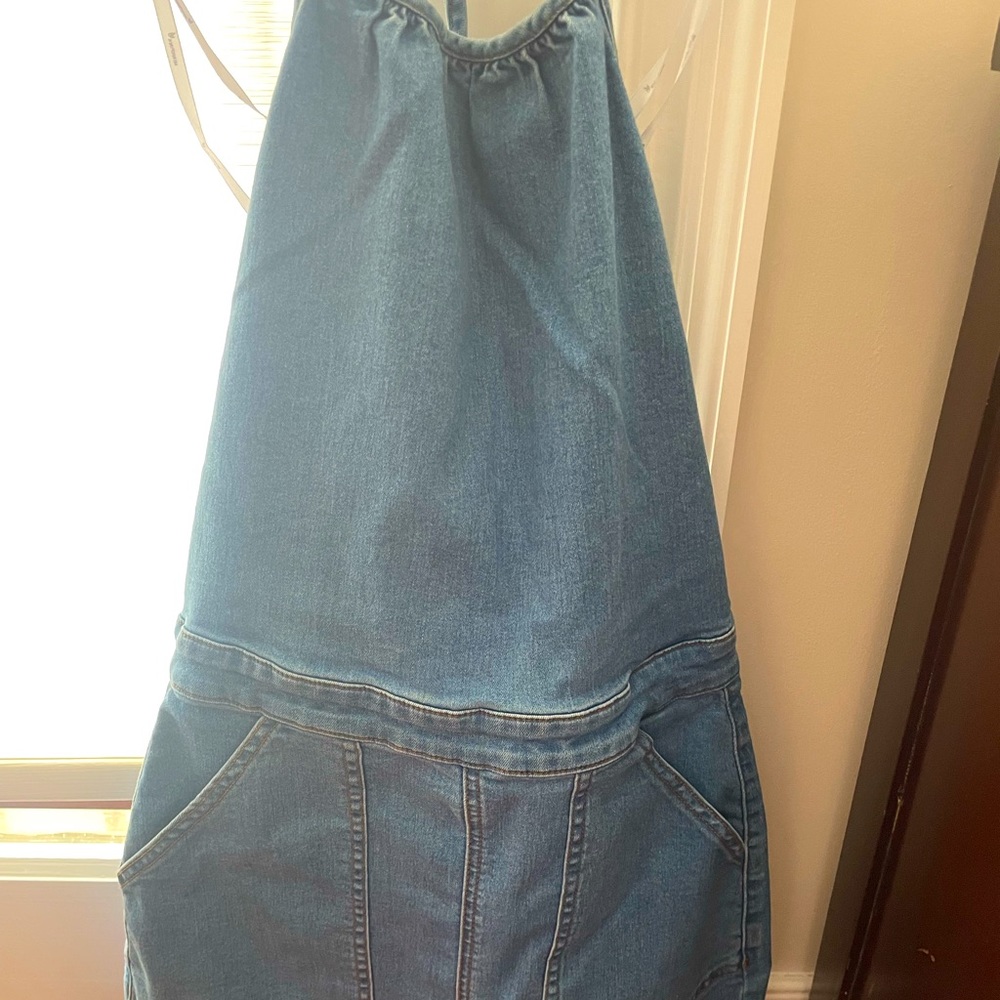 Minkpink denim halter backless dress